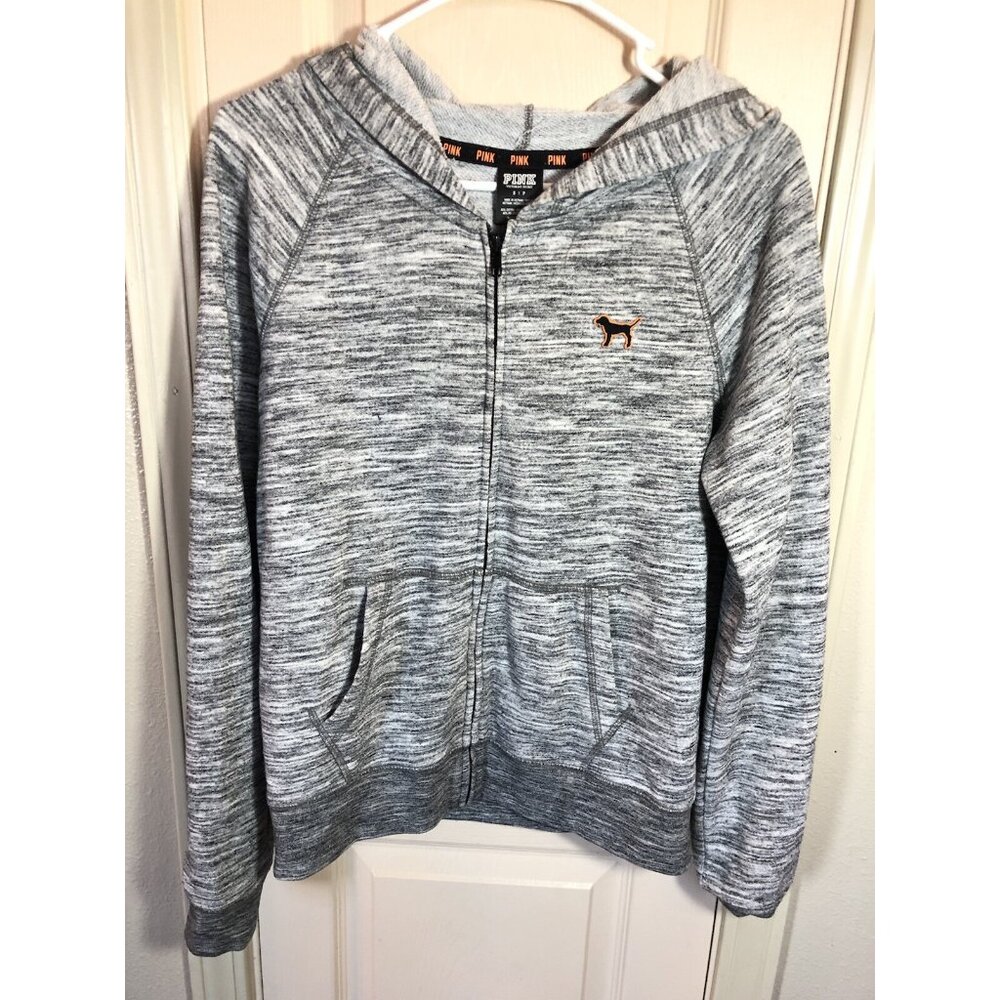 Pink Victoria’s Secret Womens Small Heather Grey Long Sleeve Full Zip Hoodie